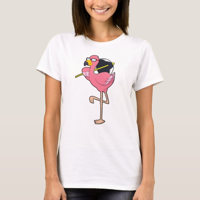 Flamingo mit Umbrella T-Shirt (Vorderseite)