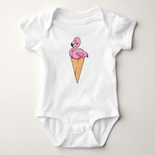 Flamingo mit Waffel aus Eiscreme Baby Strampler