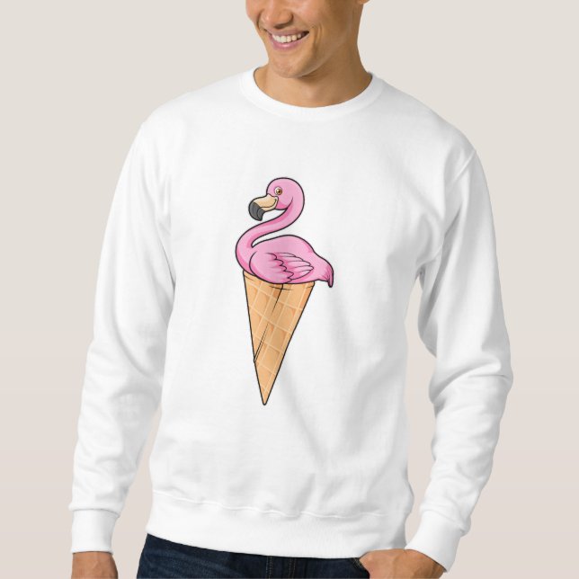 Flamingo mit Waffel aus Eiscreme Sweatshirt (Vorderseite)