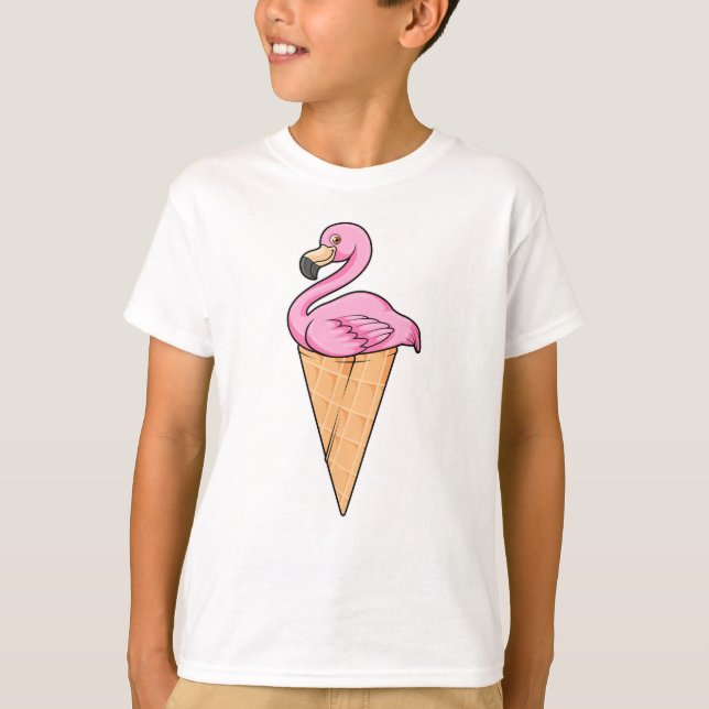 Flamingo mit Waffel aus Eiscreme T-Shirt (Vorderseite)