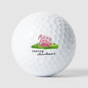 Flamingo mit Weihnachtsmannmütze Golfball