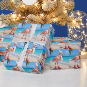 Flamingo mit Wintermütze und Schal Geschenkpapier