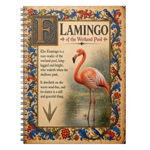Flamingo, mittelalterliche Bestiarien-Kunst Notizblock