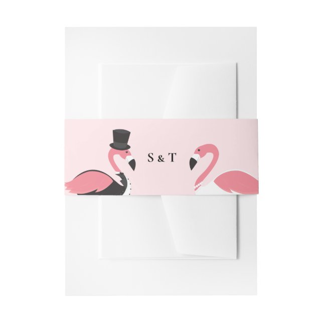 Flamingo Monogram Wedding Einladungsbanderole (Vorderseite Beispiel)