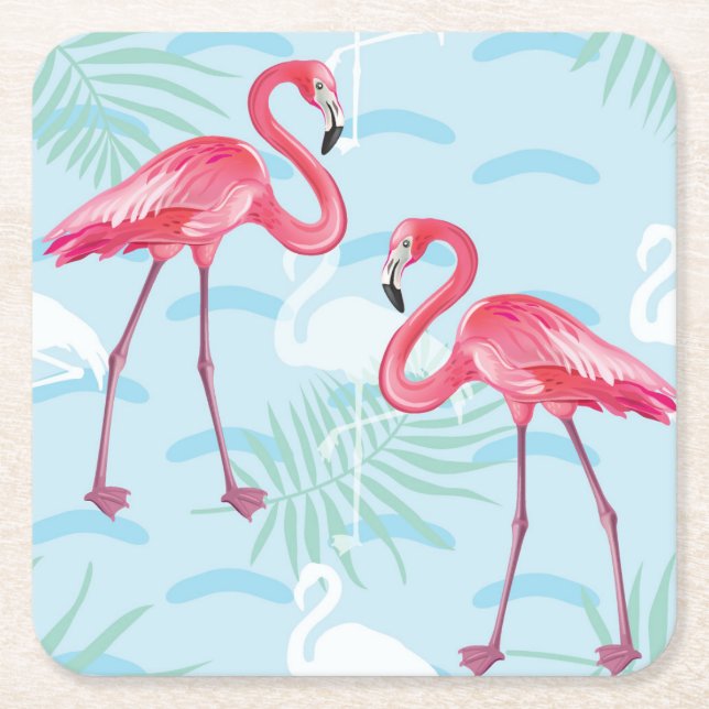 Flamingo-Muster 2 Rechteckiger Pappuntersetzer (Vorderseite)