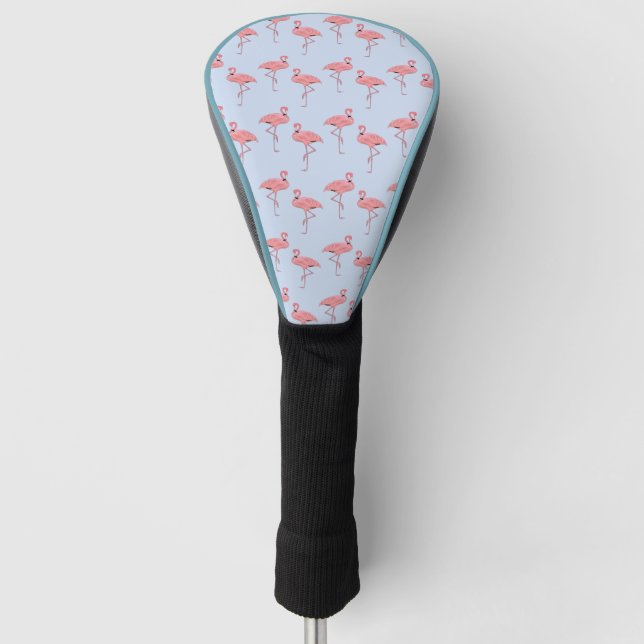 Flamingo Muster auf Sky Blue Golf Head Cover Headcover (Vorderseite)
