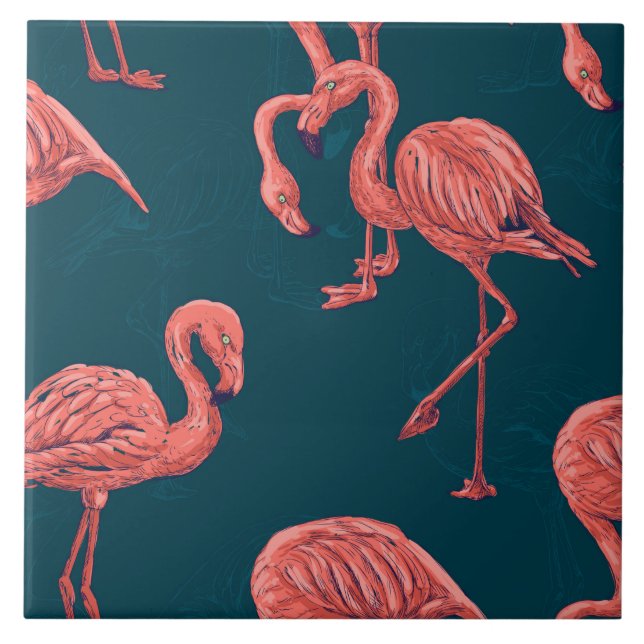 Flamingo-Muster Fliese (Vorderseite)
