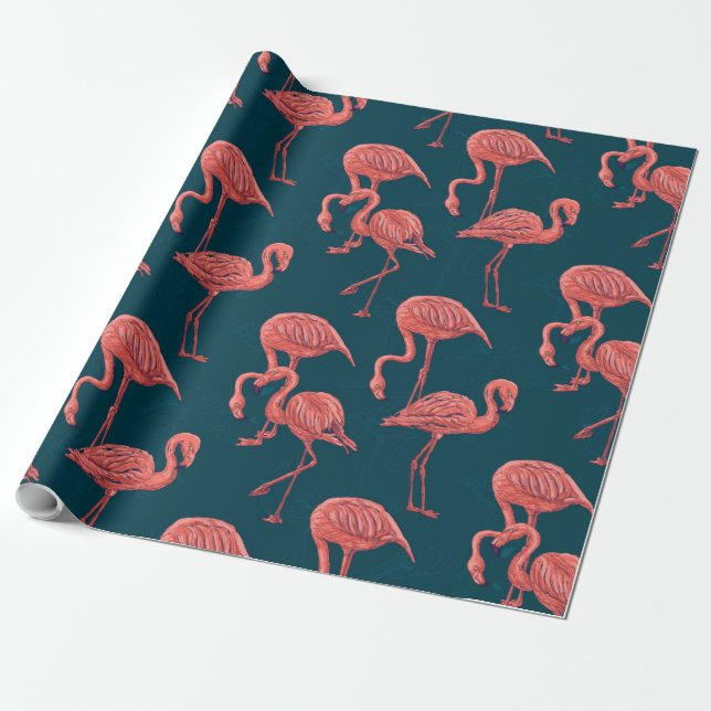 Flamingo-Muster Geschenkpapier (Ungerollt)