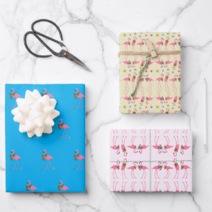 Flamingo Muster Geschenkpapier Set