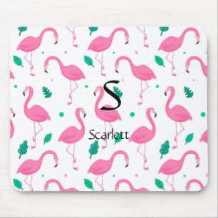 Flamingo Muster Monogram und Name Custom Mousepad