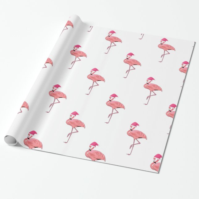 Flamingo-Muster Santa Helfer Geschenkpapier (Ungerollt)