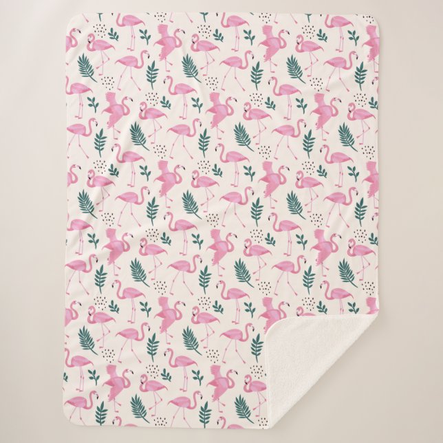 Flamingo-Muster Sherpadecke (Vorderseite)