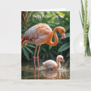 Flamingo Mutter mit Küken Karte