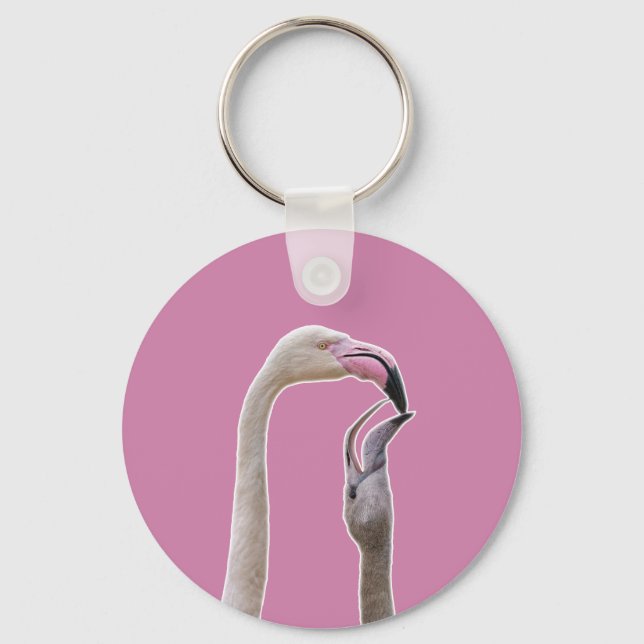 Flamingo Mutter und Baby Schlüsselanhänger (Vorderseite)