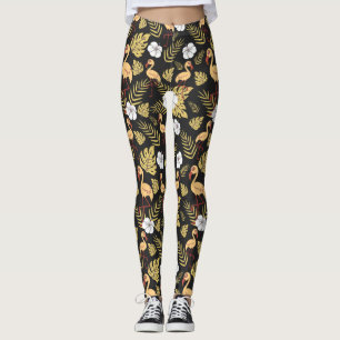 Flamingo nahtlose gelb-weiße Blume Leggings