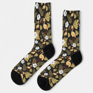 Flamingo nahtlose gelb-weiße Blume Socken