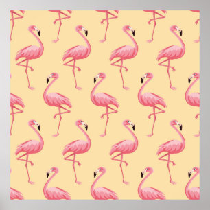 Flamingo nahtloser Muster Hintergrund. Rosa Flamme Poster