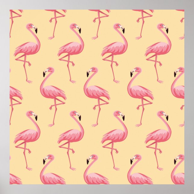 Flamingo nahtloser Muster Hintergrund. Rosa Flamme Poster (Vorne)