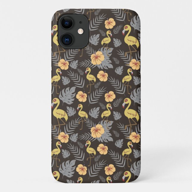 Flamingo nahtloses Muster mit Blume und Blätter Case-Mate iPhone Hülle (Rückseite)