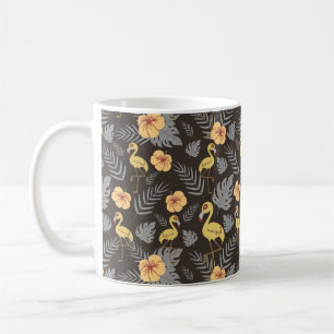 Flamingo nahtloses Muster mit Blume und Blätter Kaffeetasse
