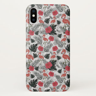 Flamingo nahtloses Muster mit blumengeschmücktem H Case-Mate iPhone Hülle