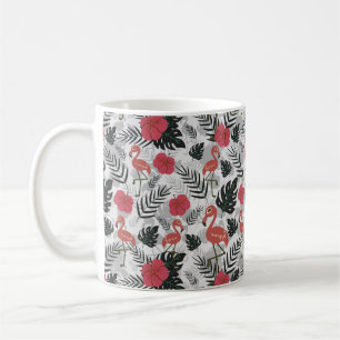 Flamingo nahtloses Muster mit blumengeschmücktem H Kaffeetasse