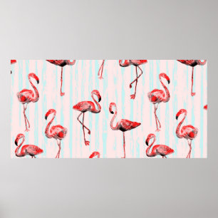 Flamingo nahtloses Muster Poster