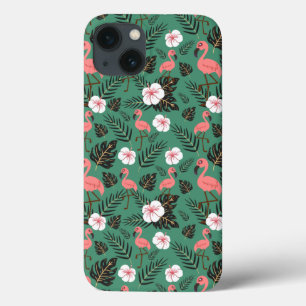 Flamingo nahtloses Muster rosa auf grünem Hintergr Case-Mate iPhone Hülle