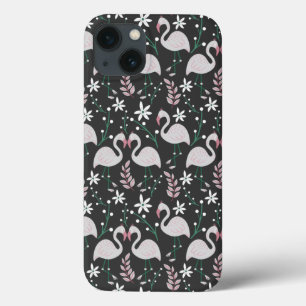 Flamingo nahtloses Muster weiß auf dunklem Hinterg Case-Mate iPhone Hülle