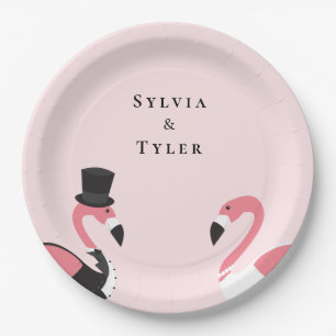 Flamingo Name Wedding Pappteller
