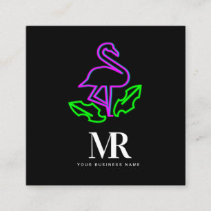 Flamingo Neon Lighting Business Branding Quadratische Visitenkarte