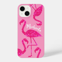 Flamingo Neon rosa Glitzern Personalisieren Sie Ih
