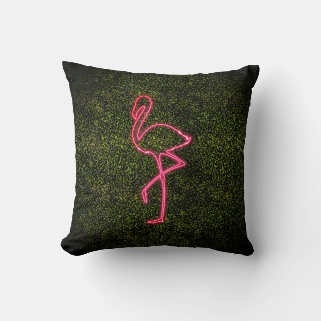 Flamingo Neon Sign Boxwood Kissen (Vorderseite)