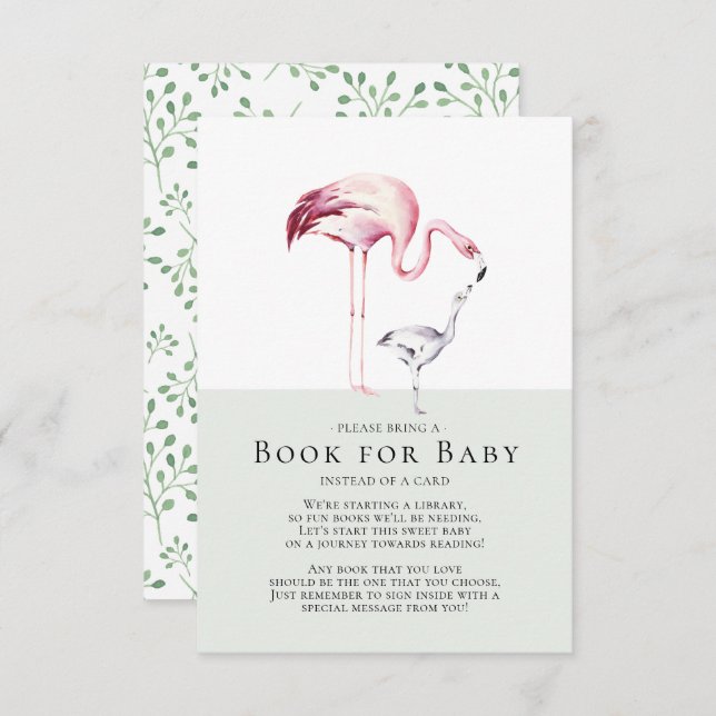 Flamingo Neutral Baby Shower Book for Baby Card Einladung (Vorne/Hinten)