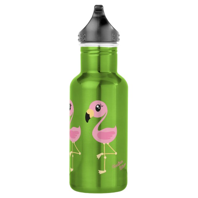 Flamingo Niedlich Kids Wasserflasche mit dem Namen (Rechts)