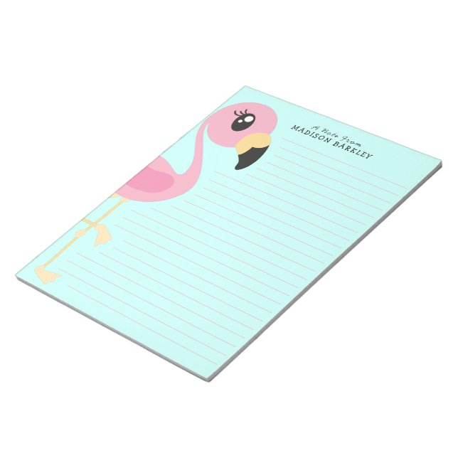 Flamingo Niedlich Tropical Kids Stationary Notepad Notizblock (angewinkelt)