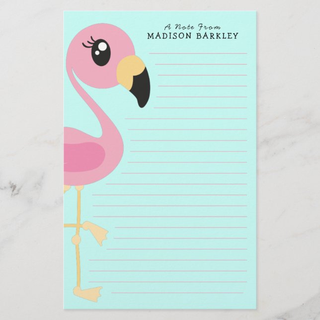 Flamingo Niedliche Tropenkinder Briefpapier (Vorderseite)