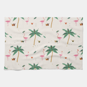 Flamingo Noël Weihnachts-Küchenhandtuch Creme Geschirrtuch