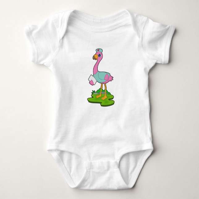 Flamingo Nurse Baby Strampler (Vorderseite)