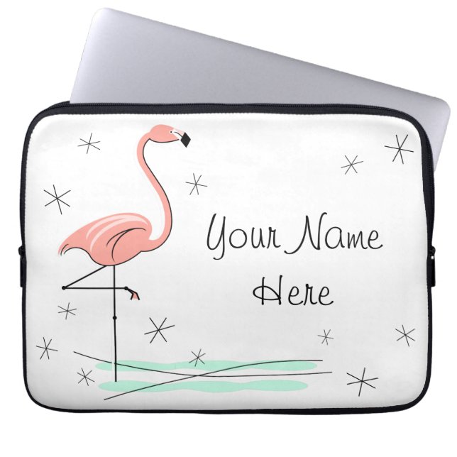 Flamingo Ocean Name Laptop-Ärmel Laptopschutzhülle (Vorderseite)