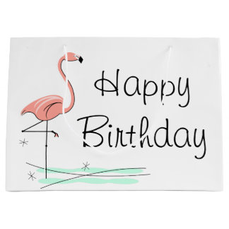 Flamingo Ocean Side Happy Birthday groß Große Geschenktüte