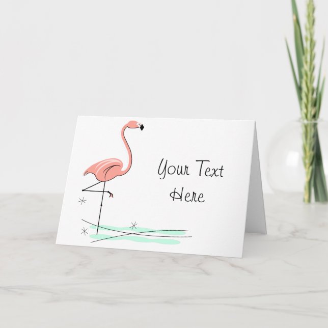 Flamingo Ocean Text Grüße Karte (Vorderseite)