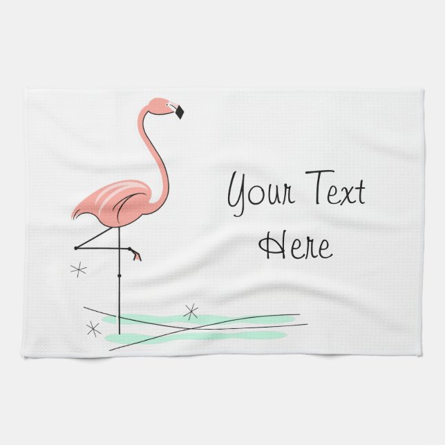 Flamingo Ocean Text Küchentuch (Horizontal)