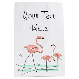 Flamingo Ocean Trio 2 Text Geschenktasche Medium Mittlere Geschenktüte