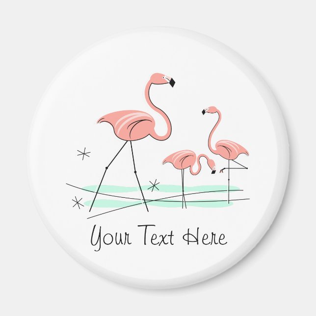 Flamingo Ocean Trio 2 Textmagnet Magnet (Vorne)