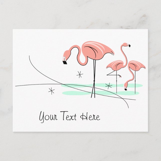 Flamingo Ocean Trio 3 Text Postkarte (Vorderseite)