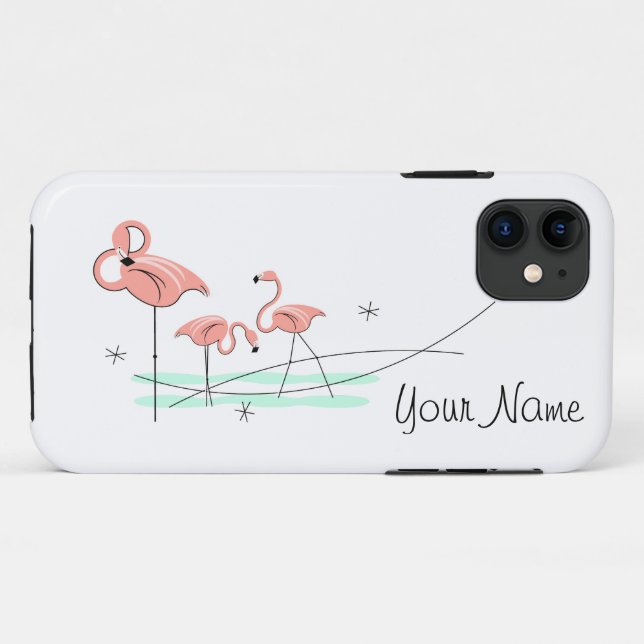 Flamingo Ocean Trio 'Name' iPhone 11 zäh Case-Mate iPhone Hülle (Rückseite (Horizontal))