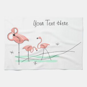 Flamingo Ocean Trio Text Küchentuch