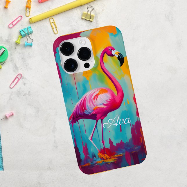 Flamingo Oil Painting Artwork Personalisiert Case-Mate iPhone Hülle (Von Creator hochgeladen)