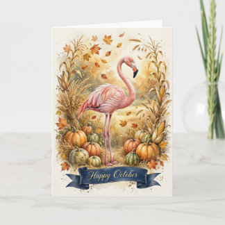 Flamingo Oktober Karte -- Frohe Oktober Karte